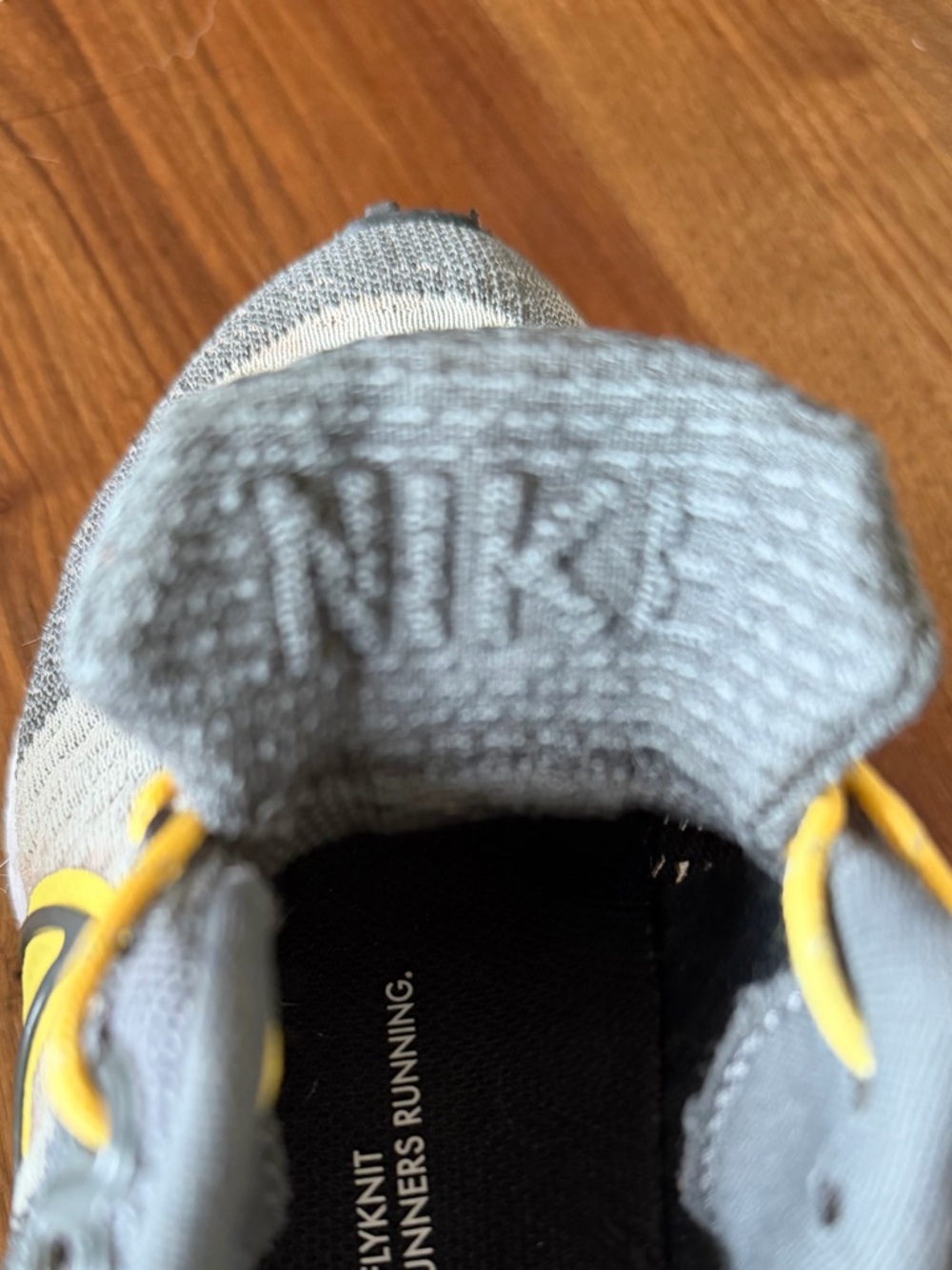 Nike Custom Grey Knit Running Shoe with Yellow Accents ‘1972’